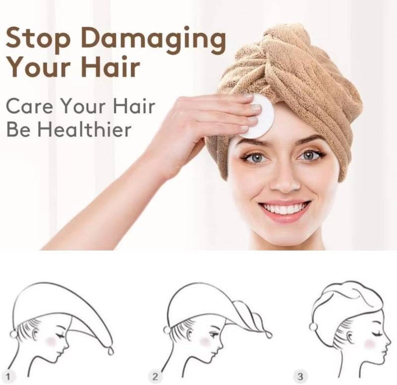 سباير هيوز منشفة شعر من الألياف الدقيقة سريعة التجفيف، بنية - Image 4