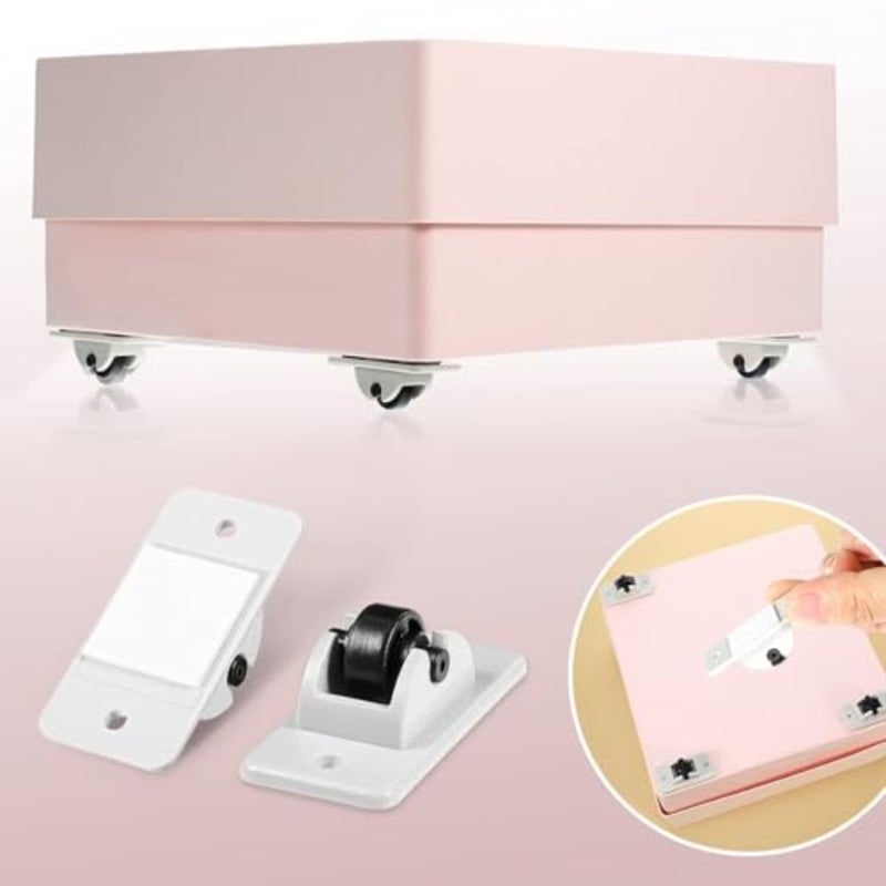 Self Adhesive Caster Wheels, 12 Pieces Mini Fixed Wheels Boxes Paste Plastic Wheel Sticky Carton for Storage Box Trash DIY Toy Car Bin Storag - Image 2