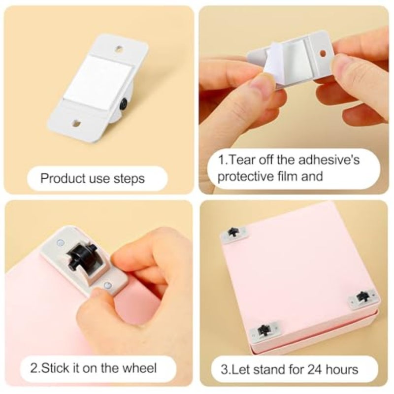 Self Adhesive Caster Wheels, 12 Pieces Mini Fixed Wheels Boxes Paste Plastic Wheel Sticky Carton for Storage Box Trash DIY Toy Car Bin Storag - Image 4