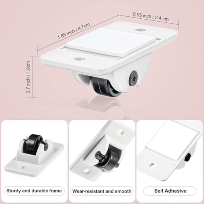 Self Adhesive Caster Wheels, 12 Pieces Mini Fixed Wheels Boxes Paste Plastic Wheel Sticky Carton for Storage Box Trash DIY Toy Car Bin Storag - Image 5