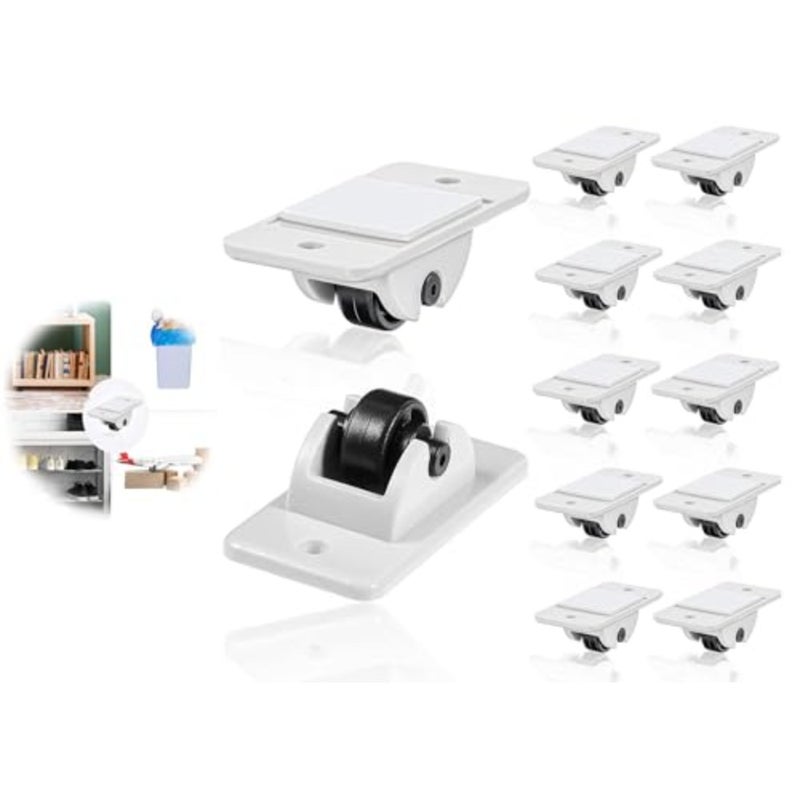 Self Adhesive Caster Wheels, 12 Pieces Mini Fixed Wheels Boxes Paste Plastic Wheel Sticky Carton for Storage Box Trash DIY Toy Car Bin Storag - Image 1