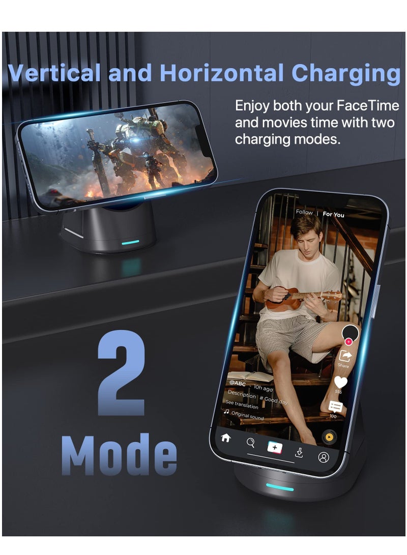 KASTWAVE Magnetic Wireless Charger, 3 in 1 Foldable Wireless Charger Station, 15W Fast Charging Dock Stand for MagSafe iPhone 14/13/13 Pro/13 Pro Max/12 mini/12/12 Pro/iWatch 6/5/4/3/2/Airpods 2/Pro - Image 5