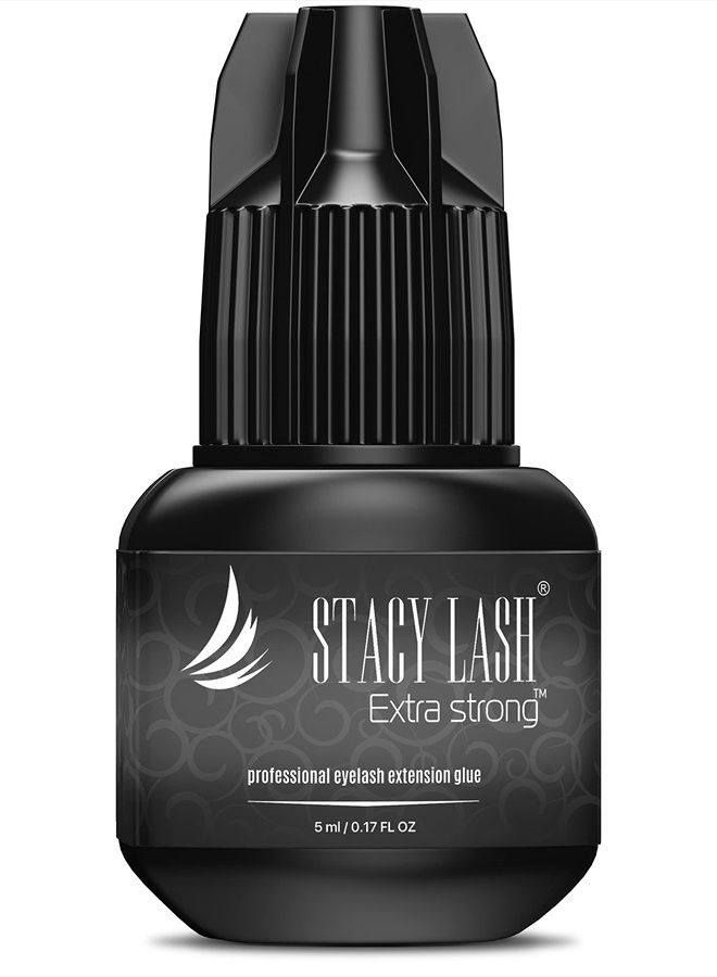 Stacy Lash Extra Strong Eyelash Extension Glue - Stacy Lash (0.17fl.oz / 5ml) / 0.5-1 Sec Drying time/Retention – 7 Weeks/Maximum Bonding Power/Black Adhesive for Semi-Permanent Extensions/Professional Supplies - Image 1