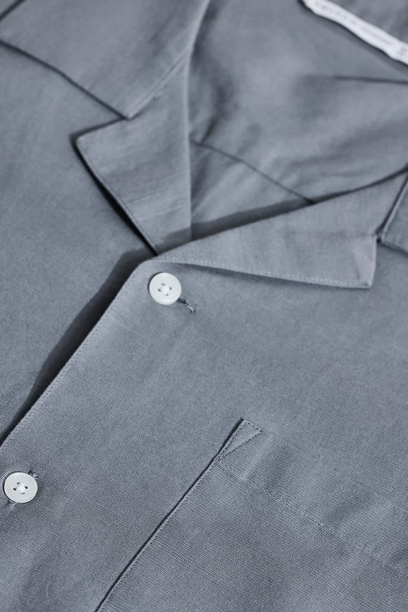 SNITCH Grey Solid Half Sleeve Boxy Casual Shirt