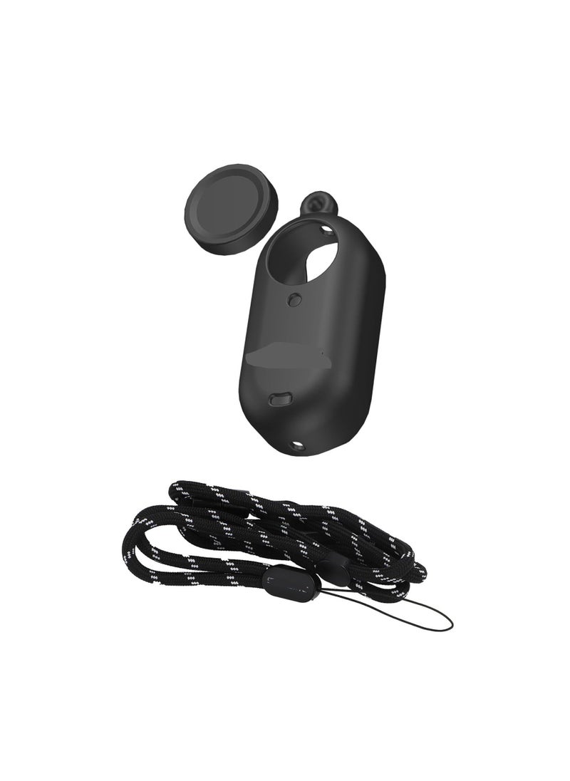 Generic GO 3 Action Camera Silicone Cover, Lens Protector, Neck Strap Bundle for Insta360 Go 3 Action Camera Outdoor/Travel Accessories, Anti-Scratch & Protective Skin(Black)  - Image 1