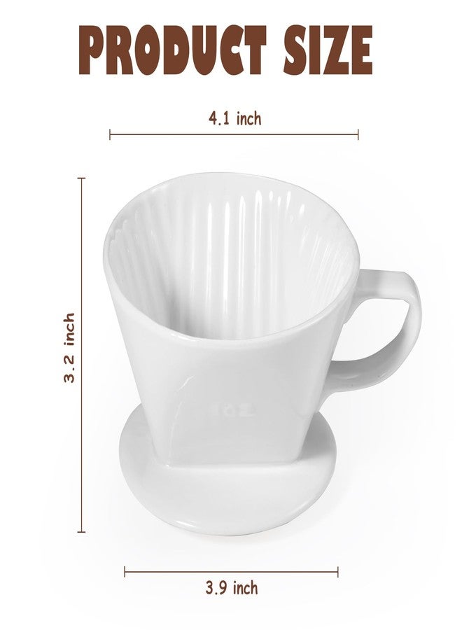 Noarixa Pour Over Coffee Dripper, Ceramic Pour Over Coffee Maker with 3 Holes Flat Bottom, Easy Manual Brew Maker, Porcelain Slow Filter Cone for Travel, Camping, Office, Home, WH - Image 2