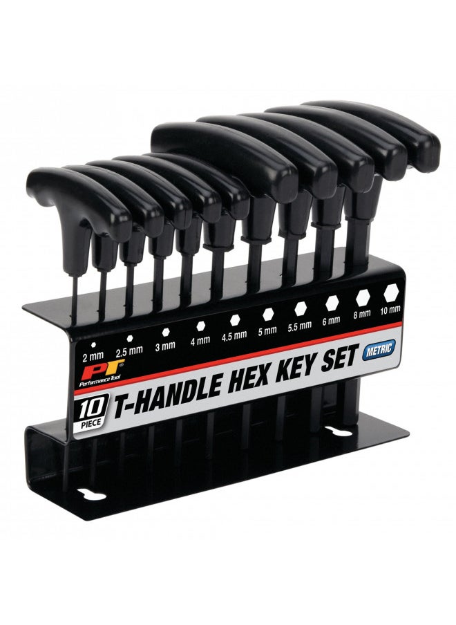 Performance Tool Performance Tool W80275 Metric T-Handle Hex Key Set, 10-Piece , Black 