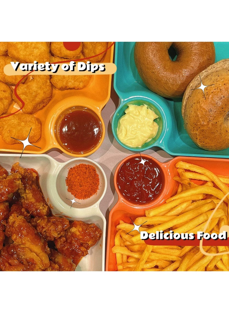 Sweet seven Japanese Sushi Plate Set with Dipping Saucer - Green Dumpling, Chips, and Salsa Serving Tray with Sauce Divider - Ideal for Snacks and Appetizers - Image 2