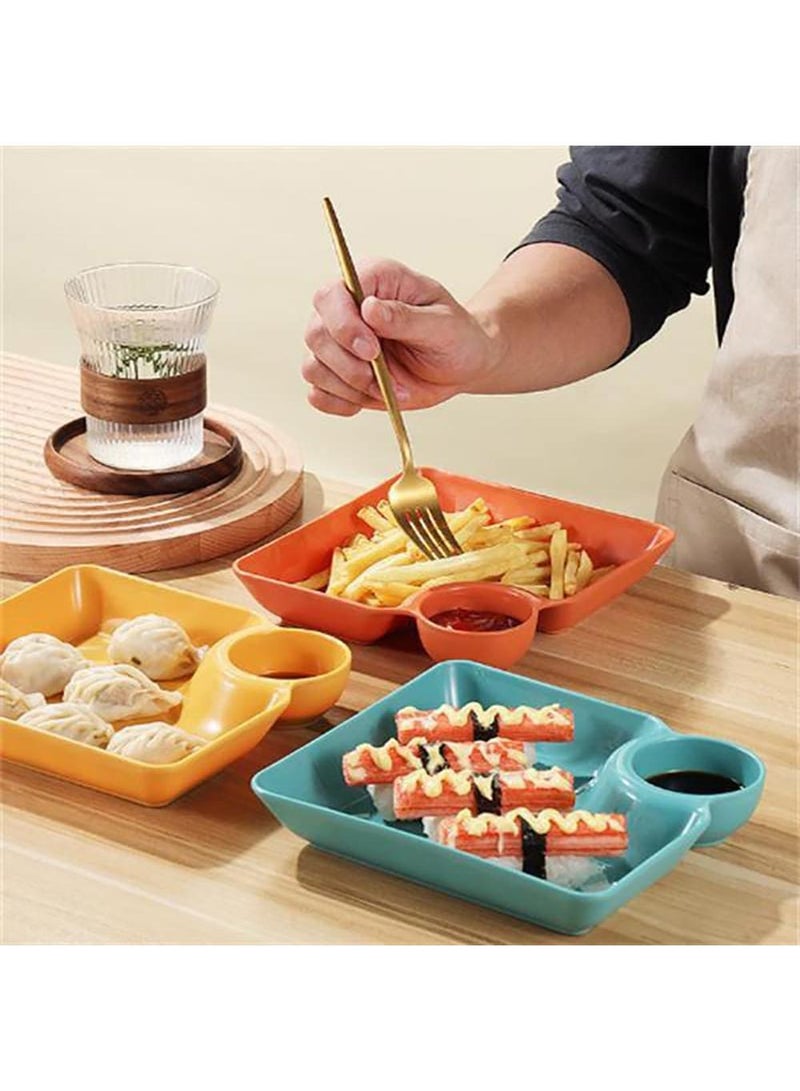 Sweet seven Japanese Sushi Plate Set with Dipping Saucer - Green Dumpling, Chips, and Salsa Serving Tray with Sauce Divider - Ideal for Snacks and Appetizers - Image 5