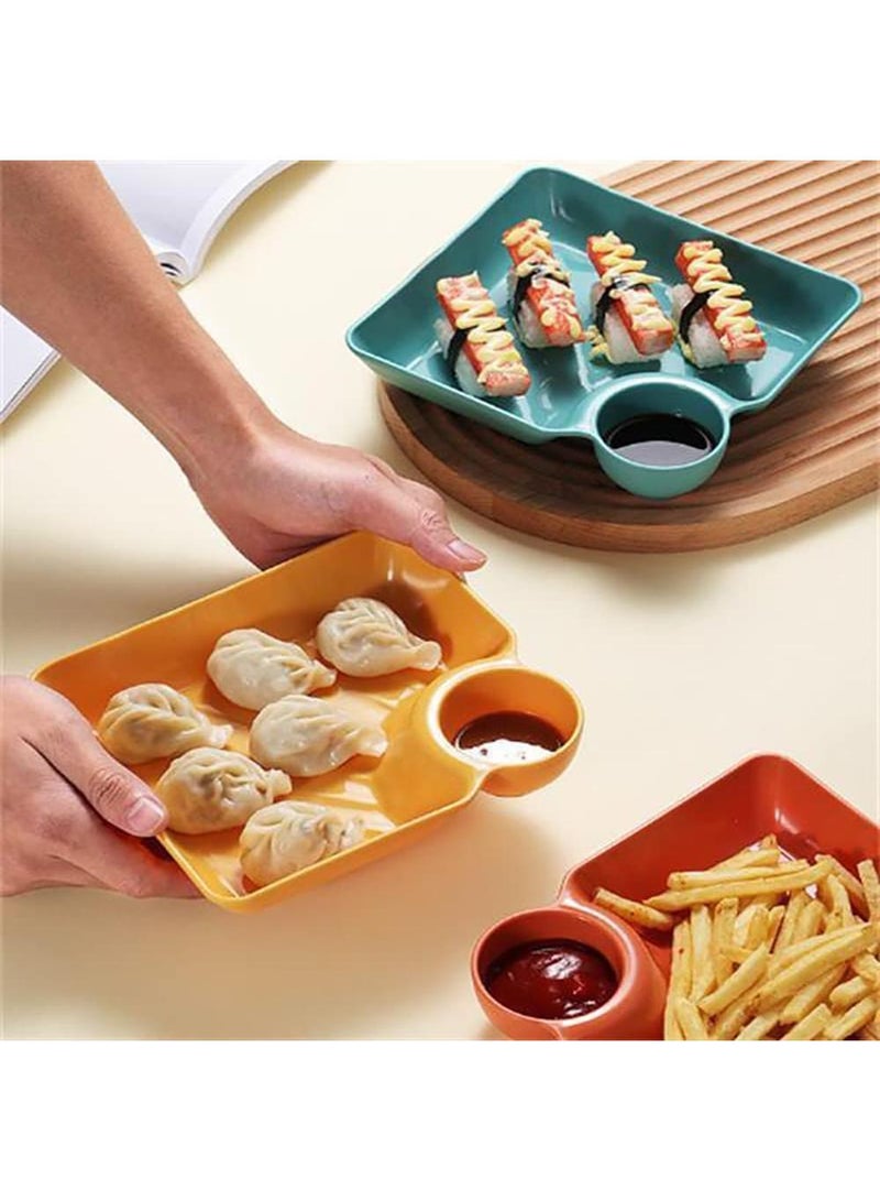 Sweet seven Japanese Sushi Plate Set with Dipping Saucer - Green Dumpling, Chips, and Salsa Serving Tray with Sauce Divider - Ideal for Snacks and Appetizers - Image 3