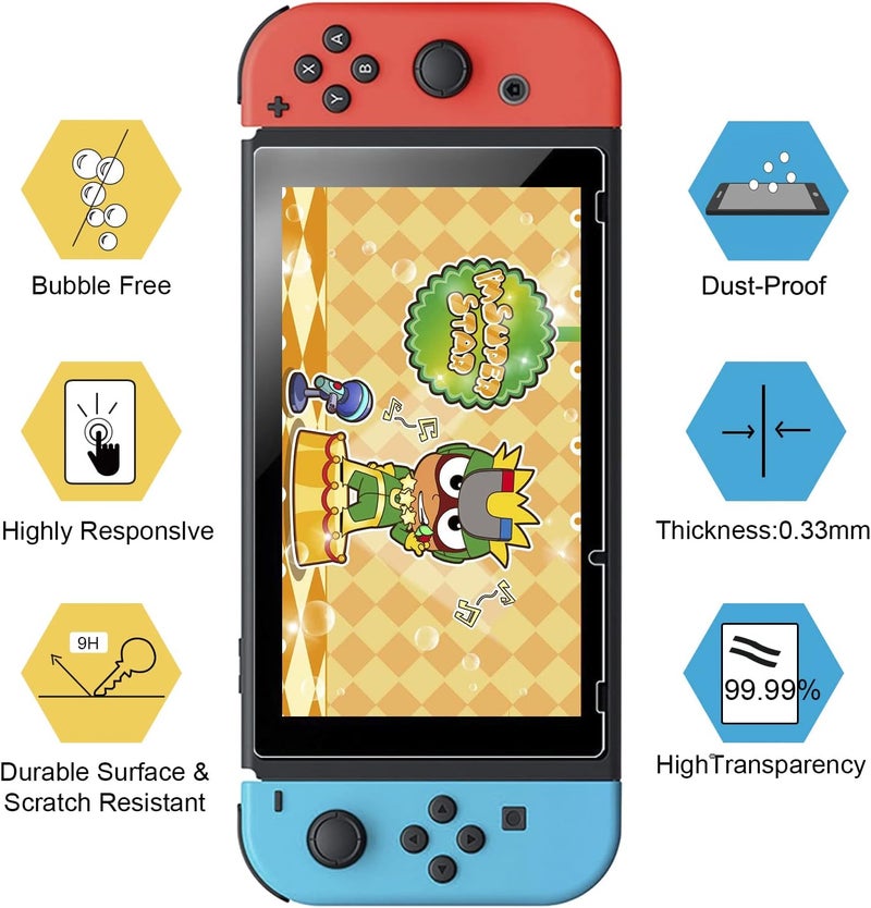 ivoler [3 Pack] Screen Protector Tempered Glass for Nintendo Switch, Transparent HD Clear Anti-Scratch Screen Protector Compatible Nintendo Switch - Image 2