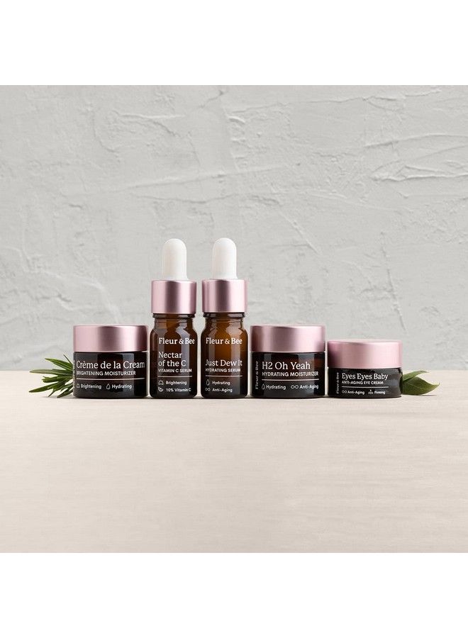 Fleur & Bee Skincare Set Discovery Set 5 Deluxe Minis Moisturizers Serums Eye Cream : Skin Care Gift Set Vegan & Crueltyfree : Travel Friendly - Image 5