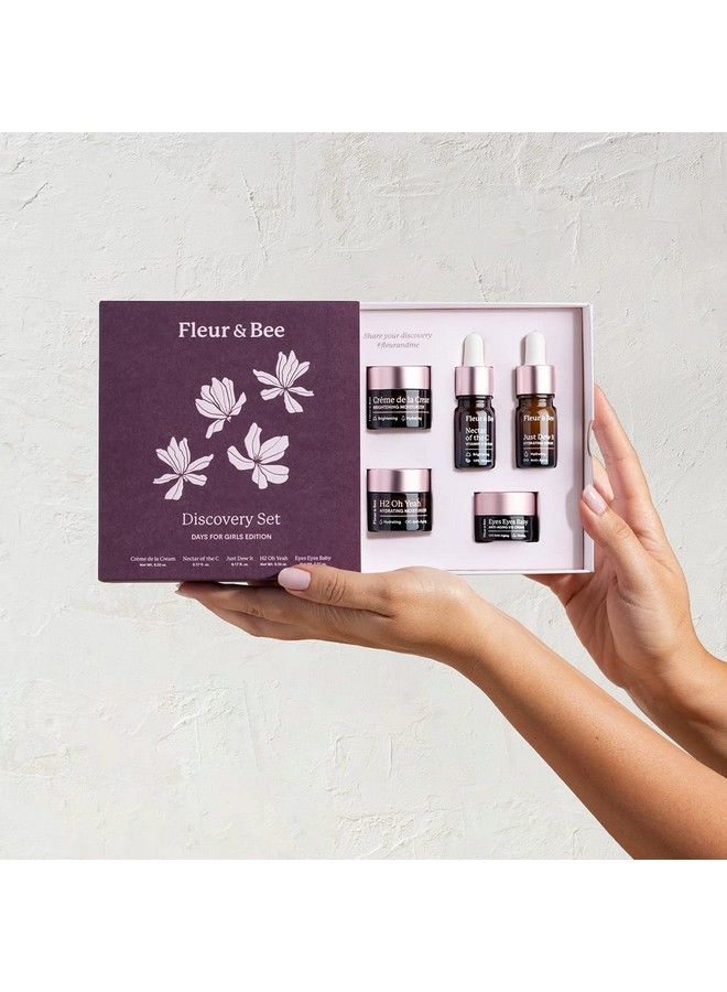 Fleur & Bee Skincare Set Discovery Set 5 Deluxe Minis Moisturizers Serums Eye Cream : Skin Care Gift Set Vegan & Crueltyfree : Travel Friendly - Image 3
