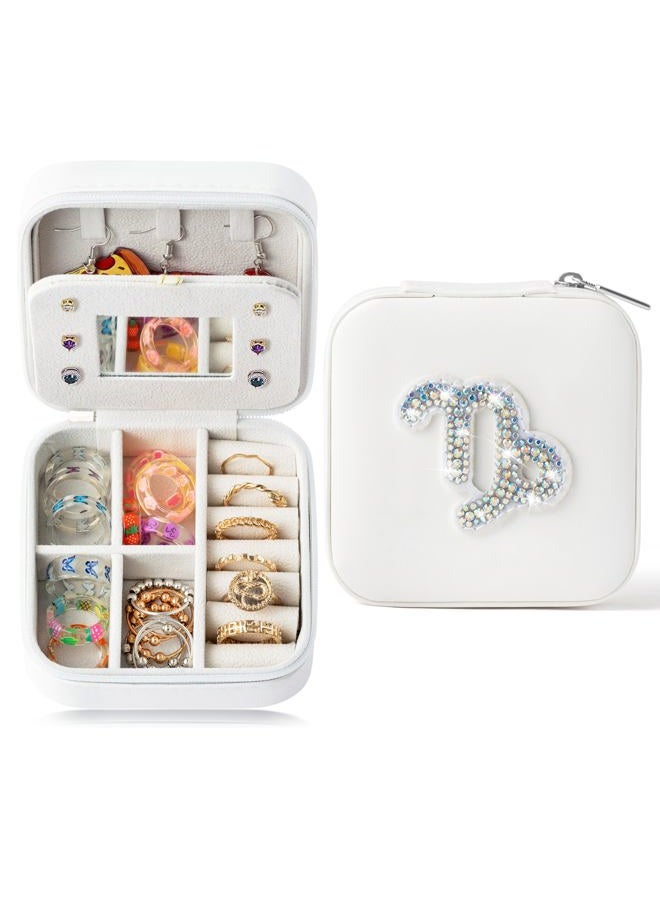 K1tpde Capricorn Zodiac Travel Jewelry Case for Women Vacation Travel Accessories for Women Small Zodiac Travel Jewelry Case for Ring Earring Pendant Necklace Bracelet Organizer Gifts for Mom Lover - Image 1