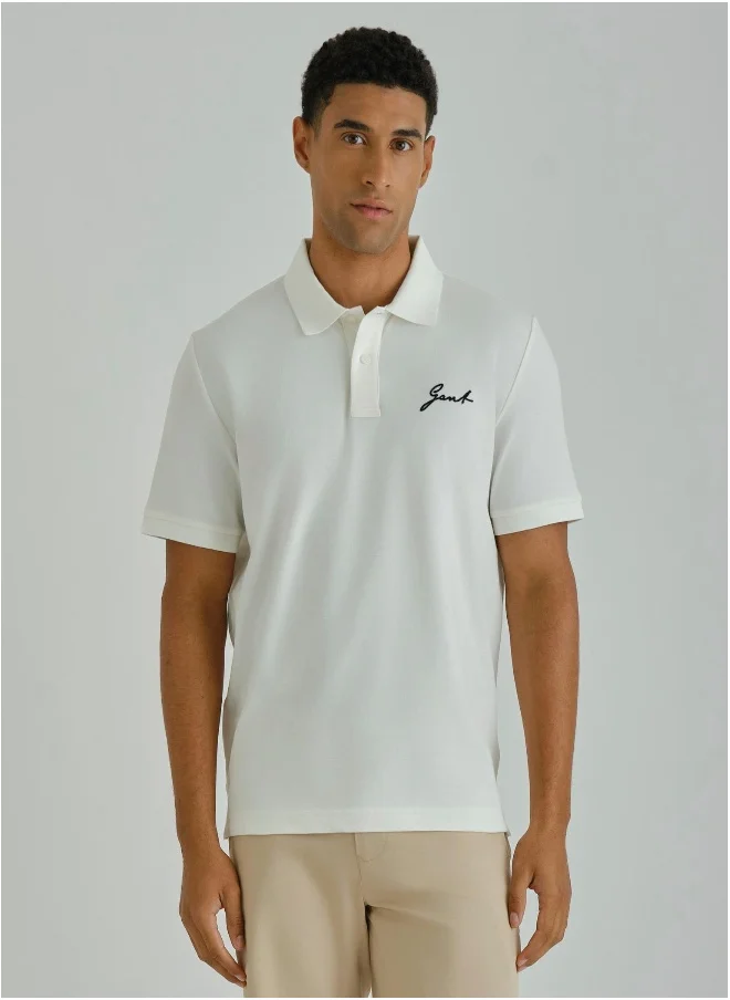 غانت Gant Ramadan Collection  Men's Eggshell Short Sleeve Pique Polo