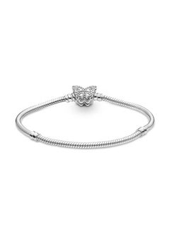 PANDORA PANDORA Moments butterfly clasp snake chain bracelet in sterling silver  - Image 2