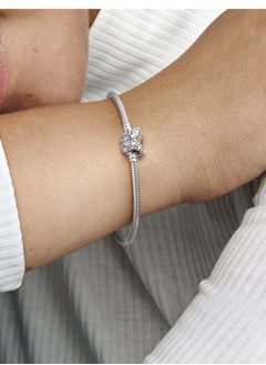 PANDORA PANDORA Moments butterfly clasp snake chain bracelet in sterling silver  - Image 5