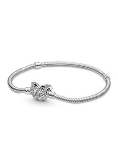 PANDORA PANDORA Moments butterfly clasp snake chain bracelet in sterling silver  - Image 1