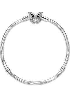 PANDORA PANDORA Moments butterfly clasp snake chain bracelet in sterling silver  - Image 3