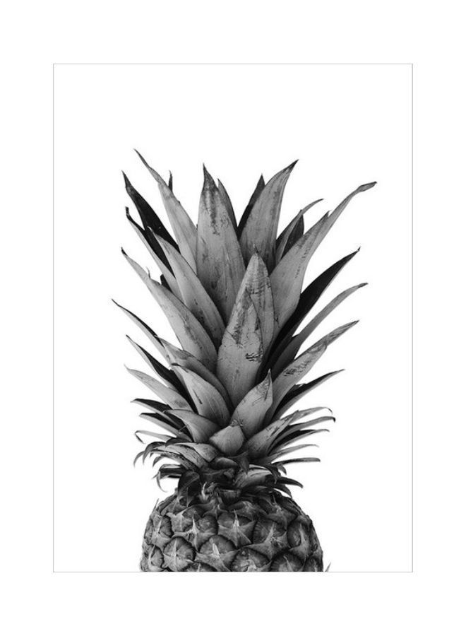 NIBEMINENT Decorative Pineapple Wall Painting Grey/White 21x30centimeter - Image 1