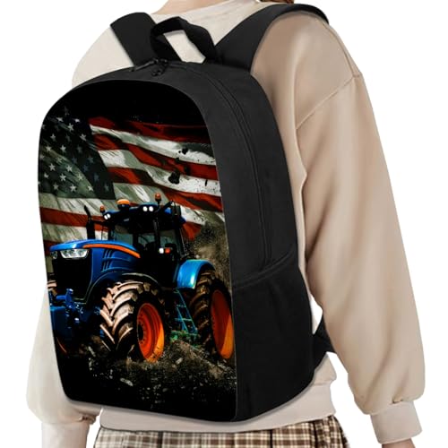 ZPINXIGN American Flag Tractor Backpack for Boys with Lunch Box Set Kindergarten to Elementary School Kids 3Pcs Back to School Set Age 58 - Image 3