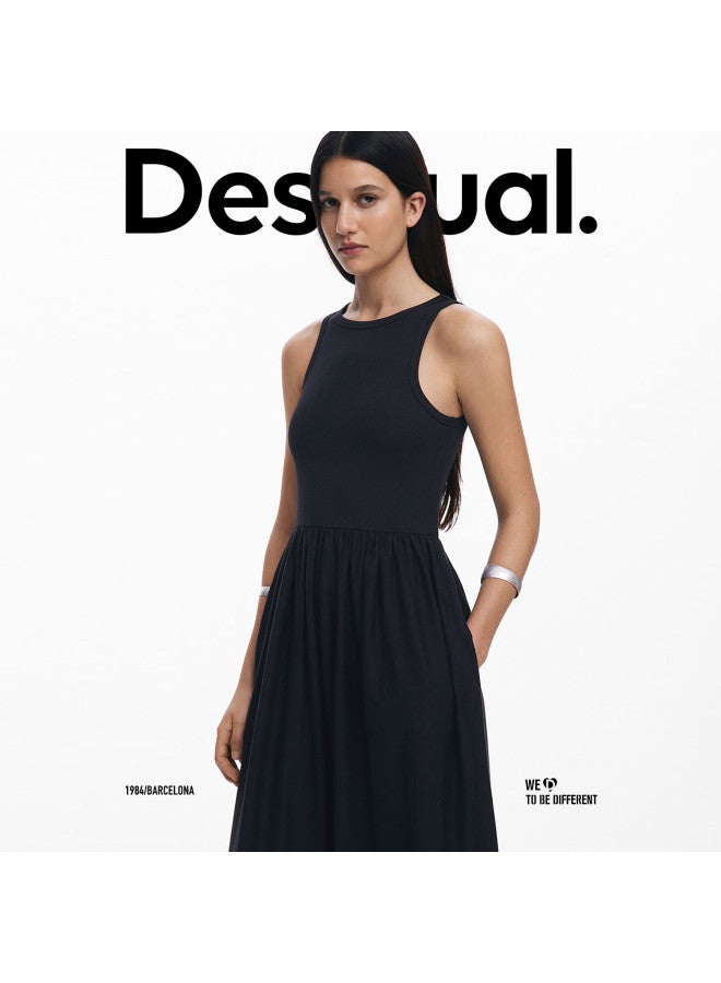 DESIGUAL spring-summer 2025 New Hollow-out Embroidered Stretch Smocked Patchwork Dress - Image 4