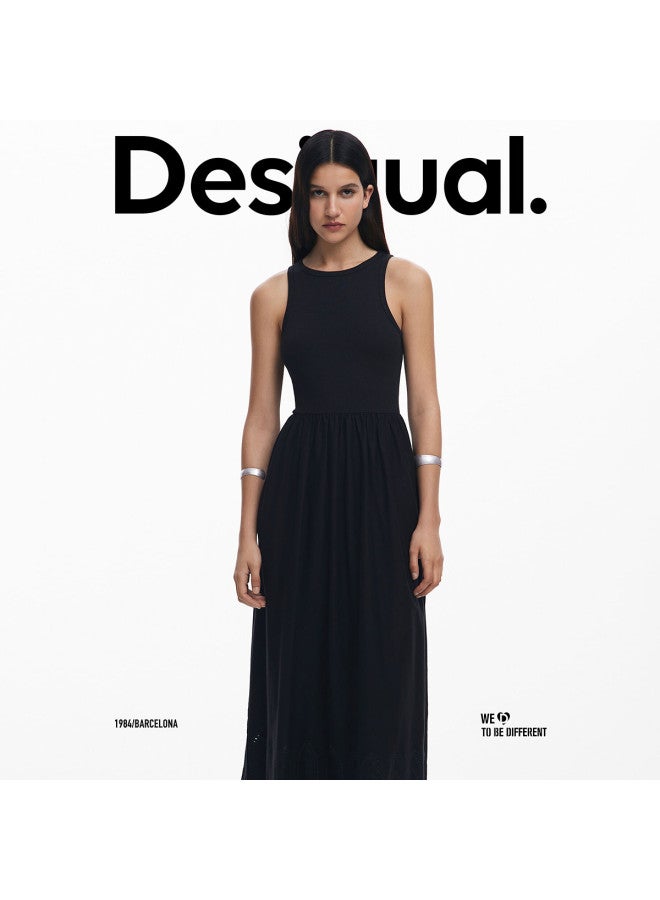 DESIGUAL spring-summer 2025 New Hollow-out Embroidered Stretch Smocked Patchwork Dress - Image 3