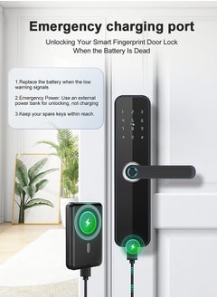 Makayuron Smart Door Lock with Fingerprint, Keypad, 6*Cards, 2*Keys Unlock Durable Aluminum with Acrylic Touch Panel | Auto Locking & TT bluetooth App Control |  Model H06  - Image 4