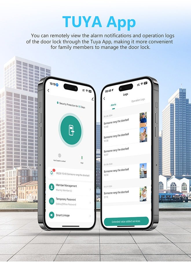 Makayuron - Smart Door Lock with Fingerprint, Keypad, 6*Cards, 2*Keys Unlock Durable Aluminum with Acrylic Touch Panel | Auto Locking & TT bluetooth App Control |  Model H06 - Image 1