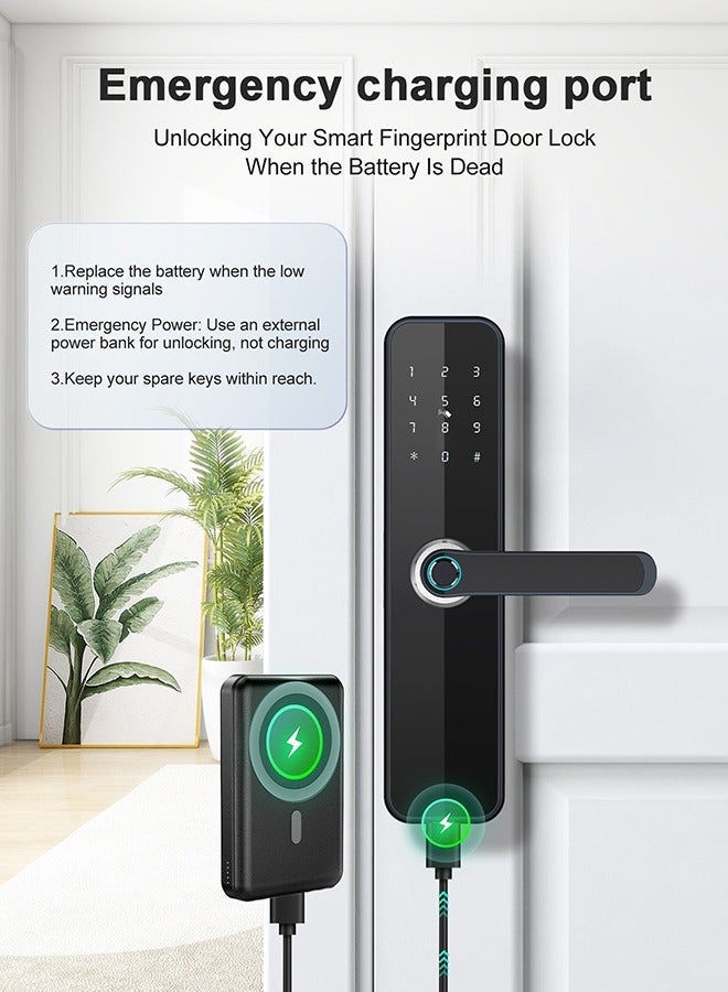 Makayuron Smart Door Lock with Fingerprint, Keypad, 6*Cards, 2*Keys Unlock Durable Aluminum with Acrylic Touch Panel | Auto Locking & TT bluetooth App Control |  Model H06 - Image 4