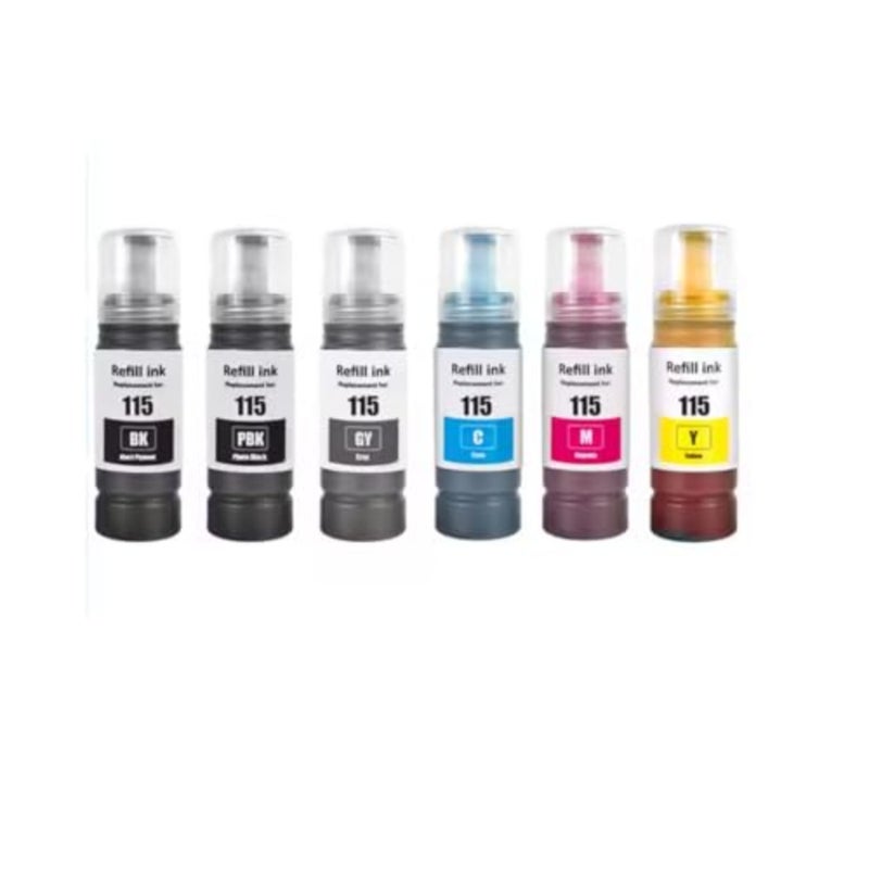 EcoTank L8160 L8180 compatible 6-color pigment ink set: black, black, cyan, magenta, yellow, grey for high-yield printing - Image 2