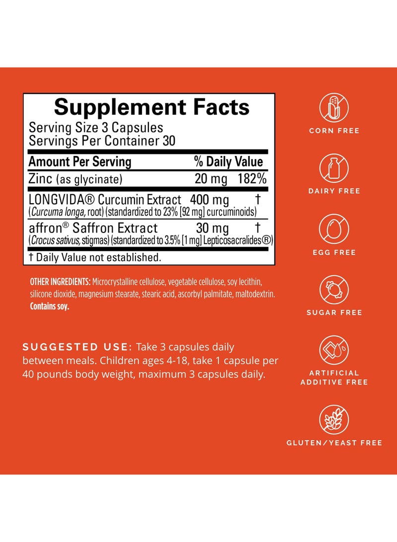 برينمد BrainMD Happy Saffron Plus – دعم التركيز والوضوح والصحة العامة مع الأشواغاندا ومغنيسيوم جلايسينات ومجمع الفيتامينات – 90 كبسولة نباتية - Image 4