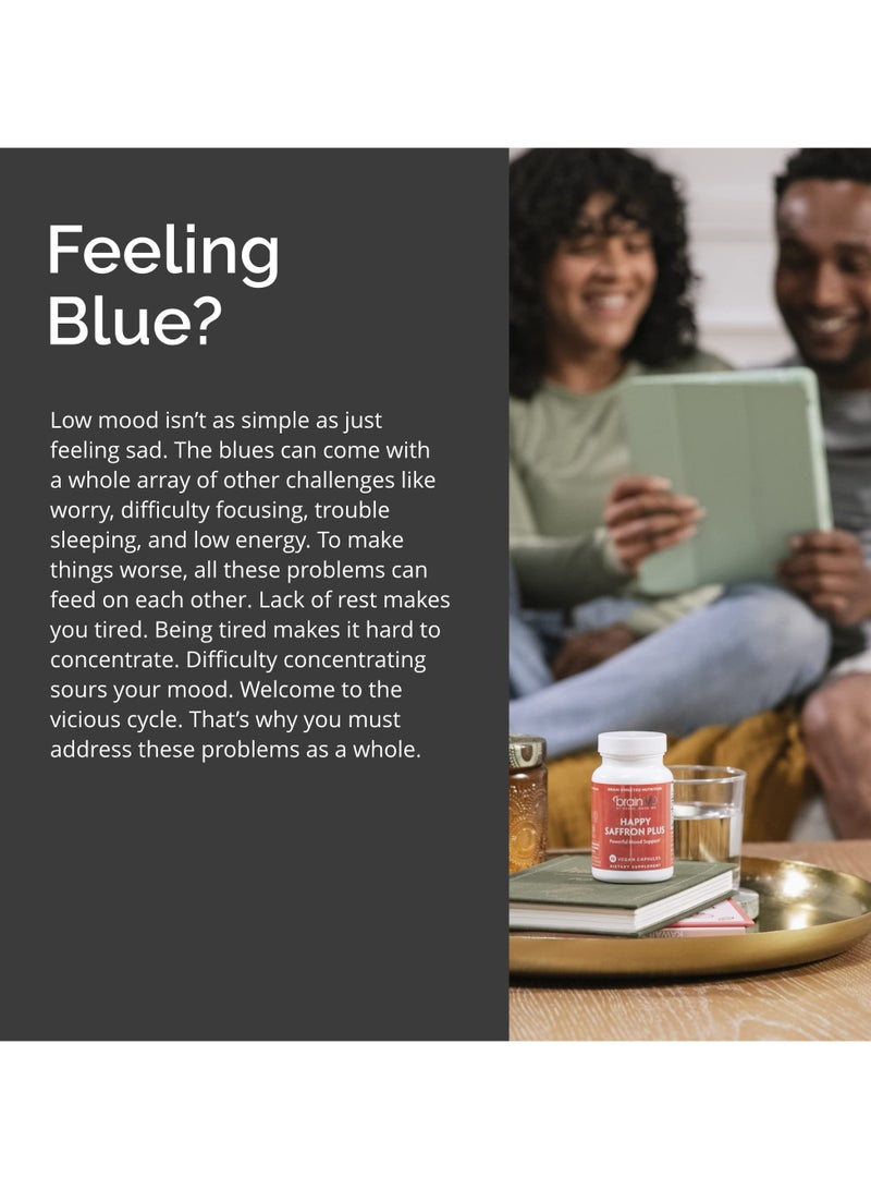 برينمد BrainMD Happy Saffron Plus – دعم التركيز والوضوح والصحة العامة مع الأشواغاندا ومغنيسيوم جلايسينات ومجمع الفيتامينات – 90 كبسولة نباتية - Image 5