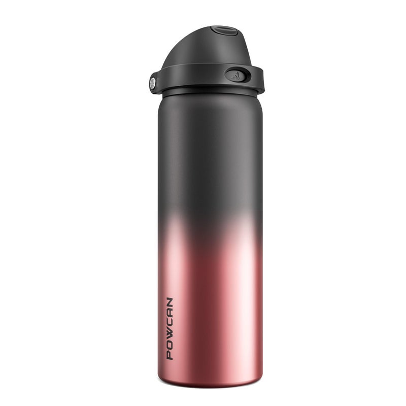 POWCAN 32 oz Stainless Steel Water Bottle: 2-in-1 Push-Button Spout & Quick-Flip Straw Lid, Leakproof, Keep Cold 24Hrs, BPA-Free, Insulated Water Bottle for Sports, School, Travel, Gym, Gift (Queen) - Image 1
