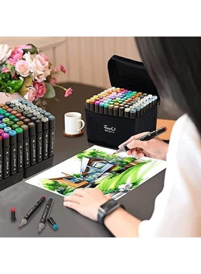 تاتش مجموعة أقلام تلوين فنية مكونة من 24 قطعة، برأسين مزدوجين، أقلام تلوين دائمة للأطفال والكبار، أدوات فنية لمشاريع التلوين، رؤوس أقلام تلوين، طلاء للرسم مع حامل. - Image 5
