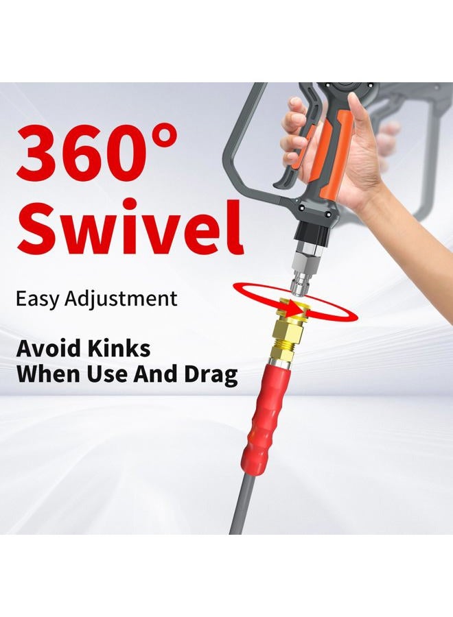 Heliwoo Pressure Washer Hose 100ft 4200PSI with 3/8 Quick Connect, 1/4 Commercial Grade Steel Wire Braided Kink Resistant Power Washer Extension Hose, Flexible Replacement Hose Adapter Set - Image 5