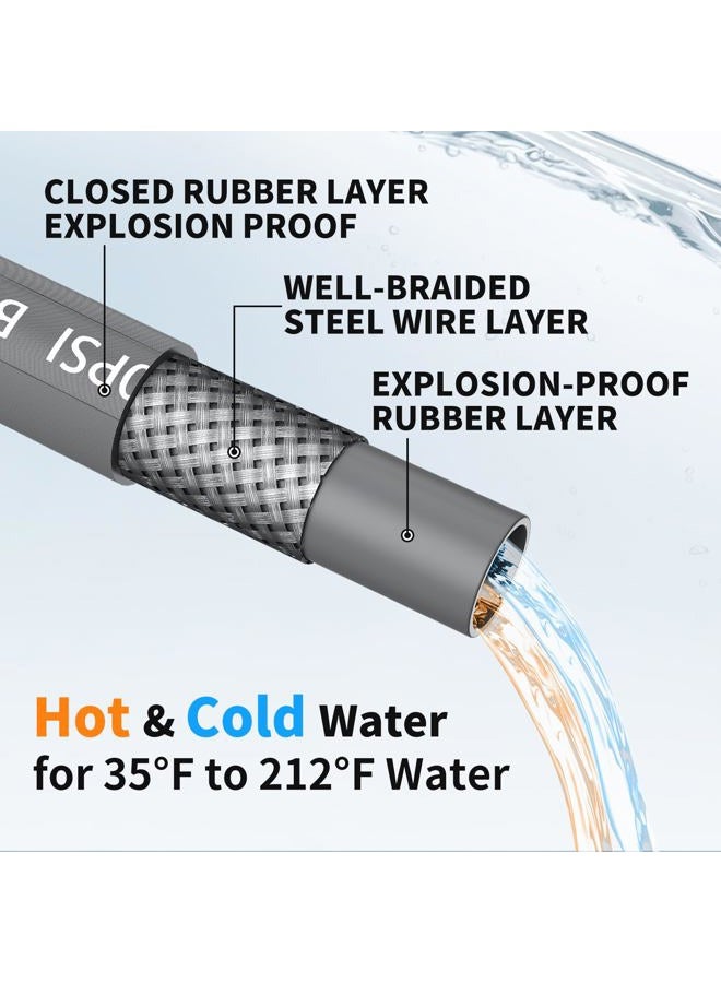 Heliwoo Pressure Washer Hose 100ft 4200PSI with 3/8 Quick Connect, 1/4 Commercial Grade Steel Wire Braided Kink Resistant Power Washer Extension Hose, Flexible Replacement Hose Adapter Set - Image 4