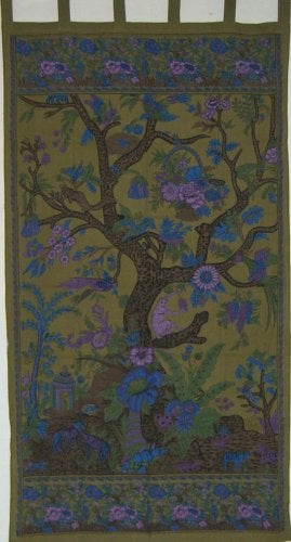 India Arts Tree of Life Tab Top Curtain-Drape-Door Panel-Olive - Image 3