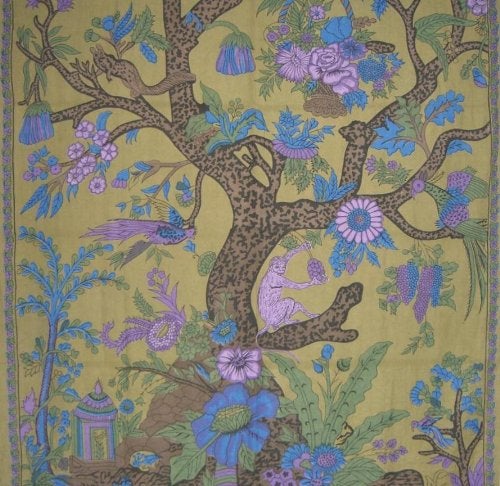 India Arts Tree of Life Tab Top Curtain-Drape-Door Panel-Olive - Image 2