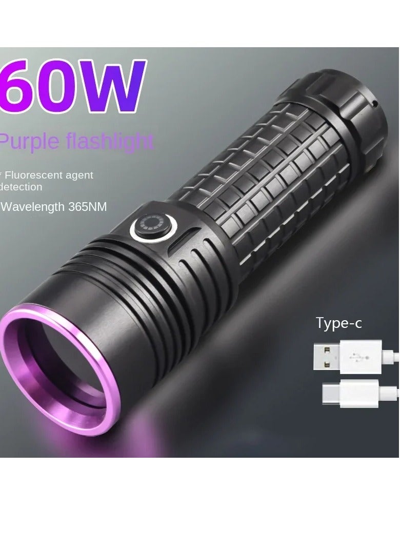 AROAQ 365nm Flashlight, 60W High Power UV Flashlight, Rechargeable Portable Waterproof UV Torch, Multipurpose Search Light For Resin Curing, Rocks Searching, Scorpion And Pet Urine Finding, (60W Black )  - Image 3