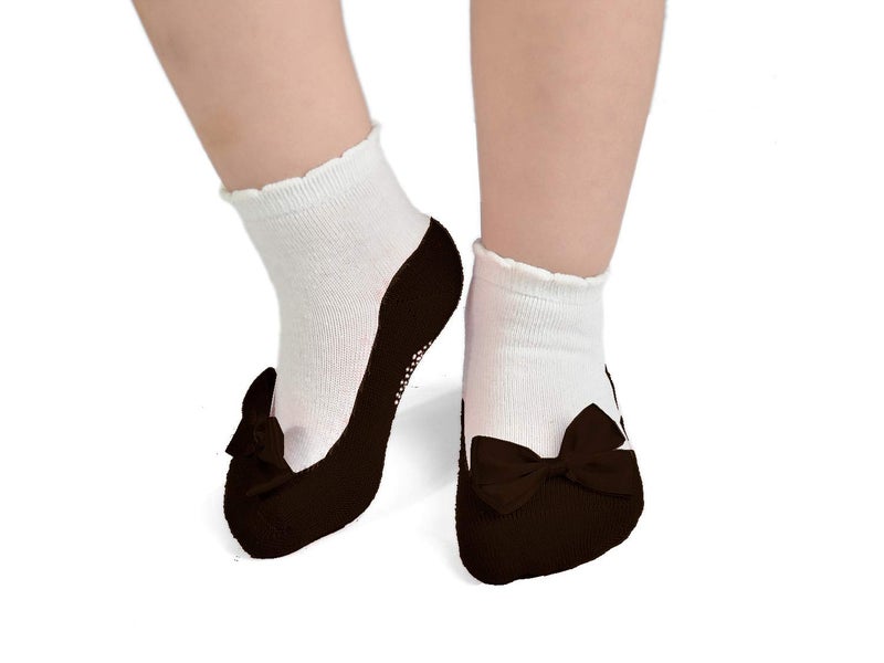 EPEIUS Baby Girls Seamless Non-Slip Socks Like Shoes Toddlers Girls Anti Slip/Anti-skid Booties with Bow for 12-36 Months,Black/Red/Pink,(Set of 6) - Image 4