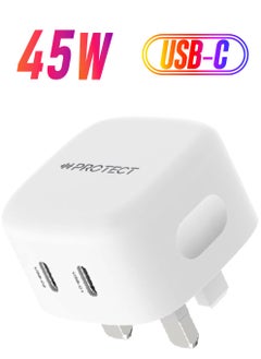 Dual USB C GaN 45W Fast Charging Power Adapter With Multiple Protection & Smart Identification