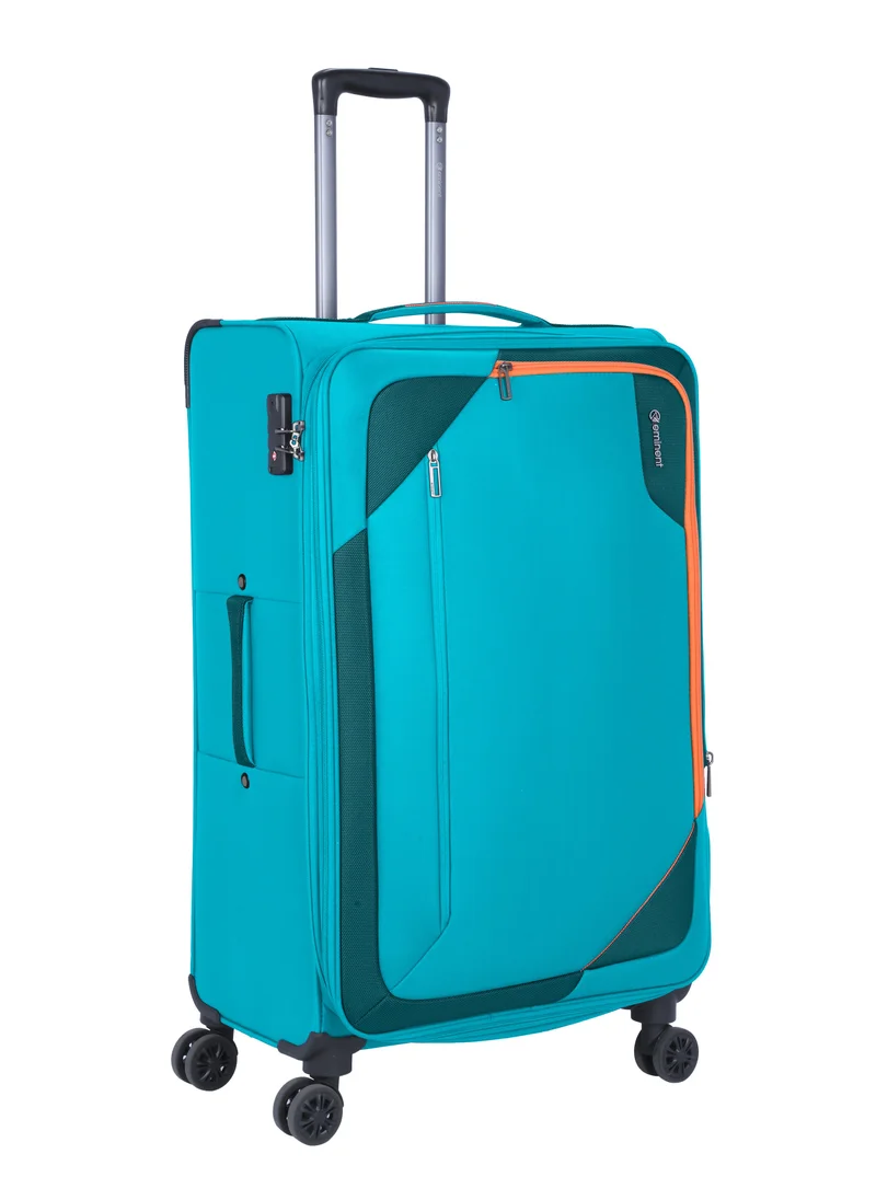 إيمينينت Expandable Luggage Trolley Bag Soft Suitcase for Unisex Travel Polyester Shell Lightweight with TSA lock Double Spinner Wheels E765SZ Medium Checked 24 Inch Green