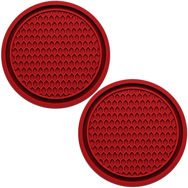 MEAJOO 2PCS Car Cup Holder Coaster, Universal Auto Non-Slip Cup Holder Coaster, 2.75In Universal Non-Slip Recessed Car Interior Accessories (Red) - Image 1