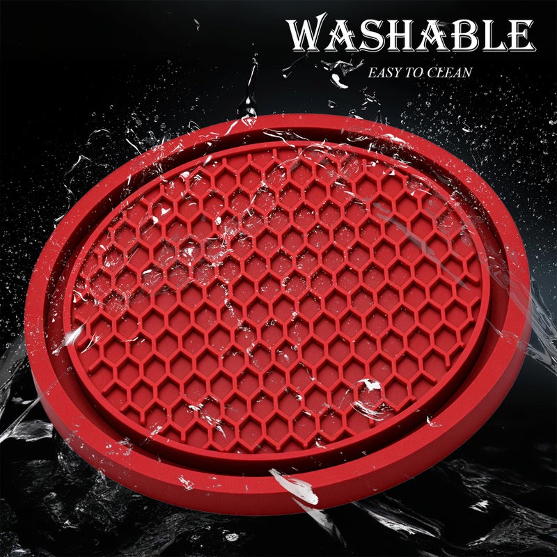 MEAJOO 2PCS Car Cup Holder Coaster, Universal Auto Non-Slip Cup Holder Coaster, 2.75In Universal Non-Slip Recessed Car Interior Accessories (Red) - Image 4