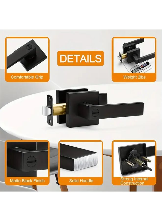 Set Of 2 Heavy Duty Matte Black Reversible Flat Bar Door Handle With Round Knob Shape Touch And Remote Control For Bedroom And Bathroom Privacy Interior Door Metal Structure - Image 5