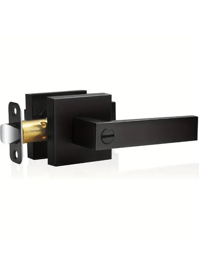 Set Of 2 Heavy Duty Matte Black Reversible Flat Bar Door Handle With Round Knob Shape Touch And Remote Control For Bedroom And Bathroom Privacy Interior Door Metal Structure - Image 1
