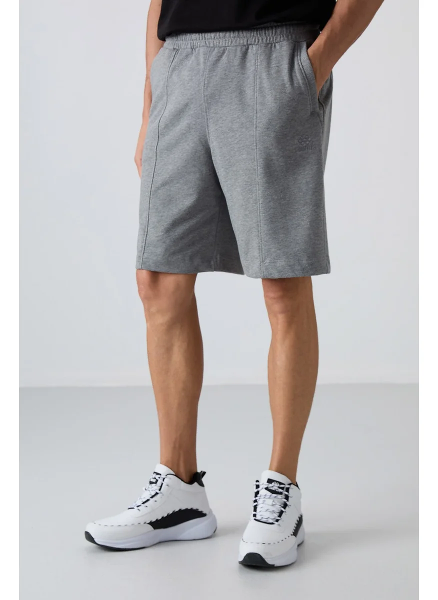 Tommy Life Grey Melange Cotton Thick Soft Texture Comfort Fit Basic Men's Shorts - 81261