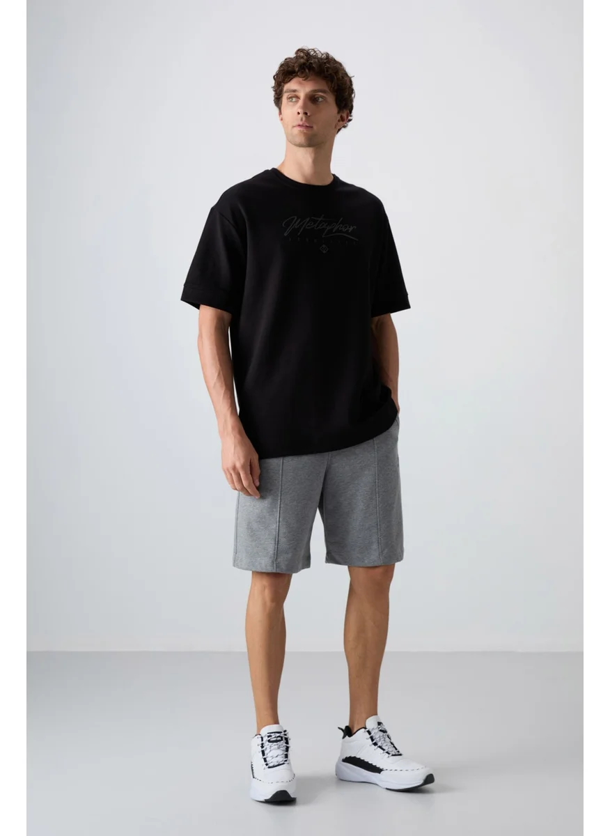 Tommy Life Grey Melange Cotton Thick Soft Texture Comfort Fit Basic Men's Shorts - 81261