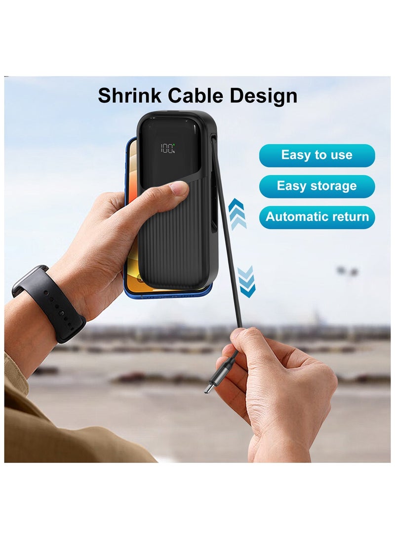 BESTIS 10000mAh Power Bank with Built-in 60cm Retractable USB-C Cable, 22.5W Fast Charging Portable Charger for Android, Samsung, Type-C Devices - Image 5